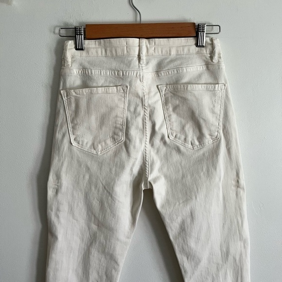 Zara White Cream Distressed Skinny Ankle High Rise Jeans - Picture 4 of 7